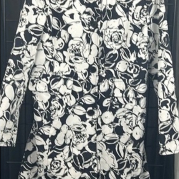 Liz Claiborne Jackets & Blazers - Liz Claiborne Black and White Floral Trench Coat